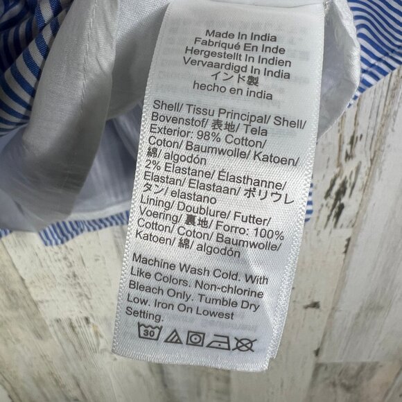 J. Crew Womens Dress S Blue Striped Stretch Cotton Poplin Tiered Button Front - Picture 9 of 13